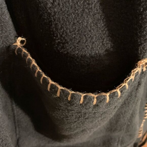 Felt Shawl Wrap Around With Two Front Pockets Oversized Black Gold Felt Nee - Picture 2 of 10